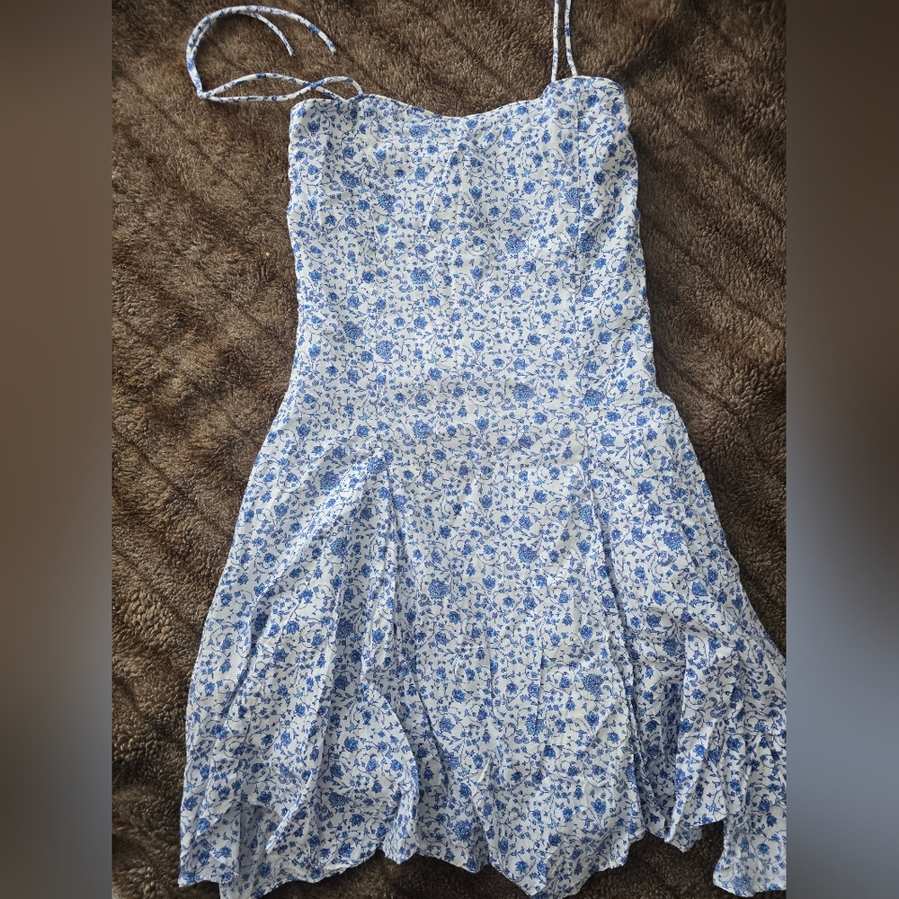 Ralph Lauren Blue and White Floral Mini Dress